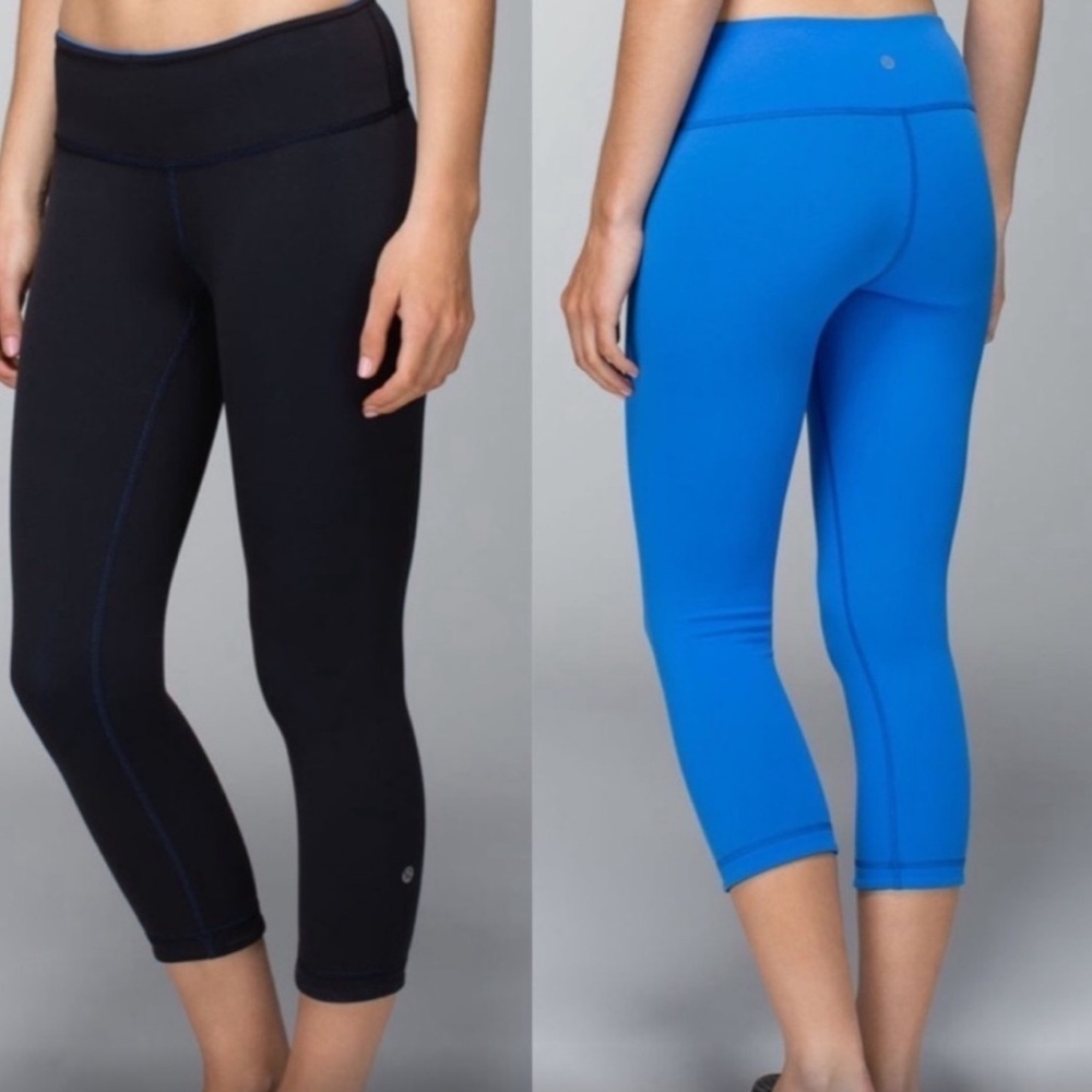 Lululemon Black & Blue Reversible Leggings size 6